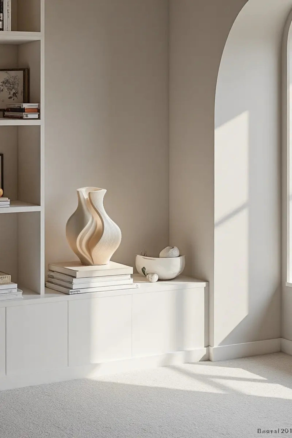 Curved Natural Wood Vase Sculpture | Organic Earthy Accent for Shelf Decor
