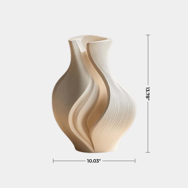 Curved Natural Wood Vase Sculpture | Organic Earthy Accent for Shelf Decor