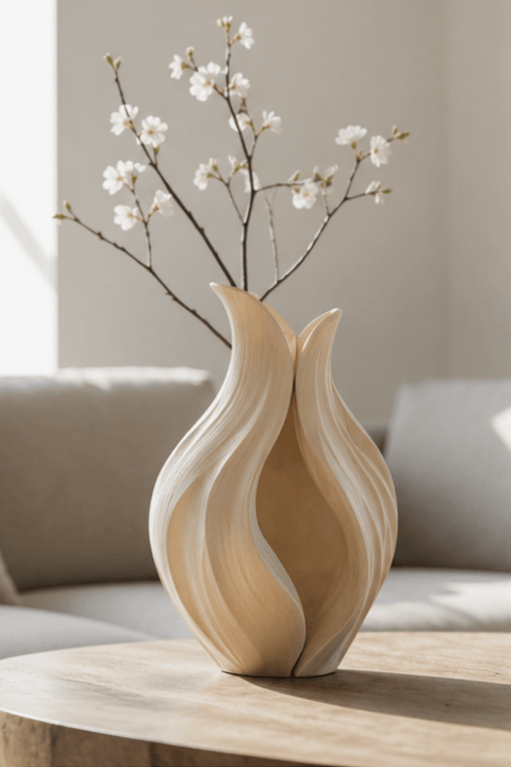 Artistic Petal Wood Vase | Sculptural Wave Decoration & Elegant Home Gift