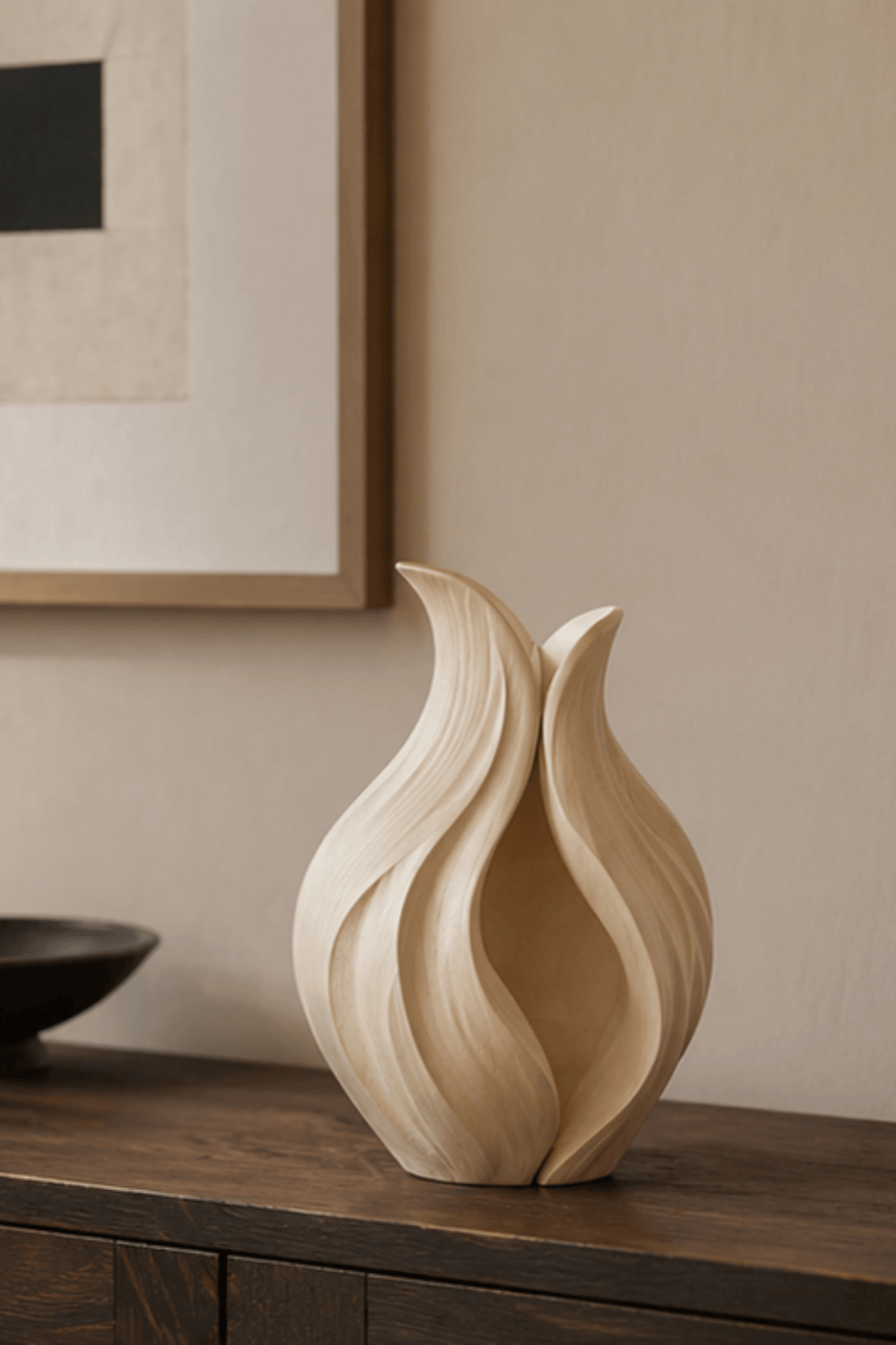 Artistic Petal Wood Vase | Sculptural Wave Decoration & Elegant Home Gift