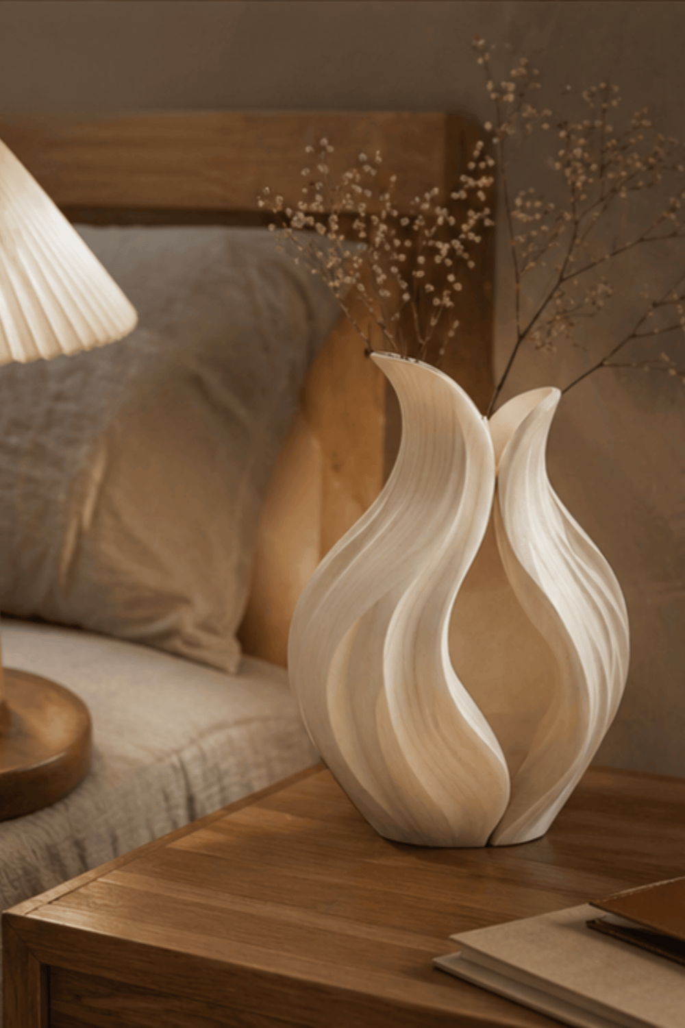 Artistic Petal Wood Vase | Sculptural Wave Decoration & Elegant Home Gift
