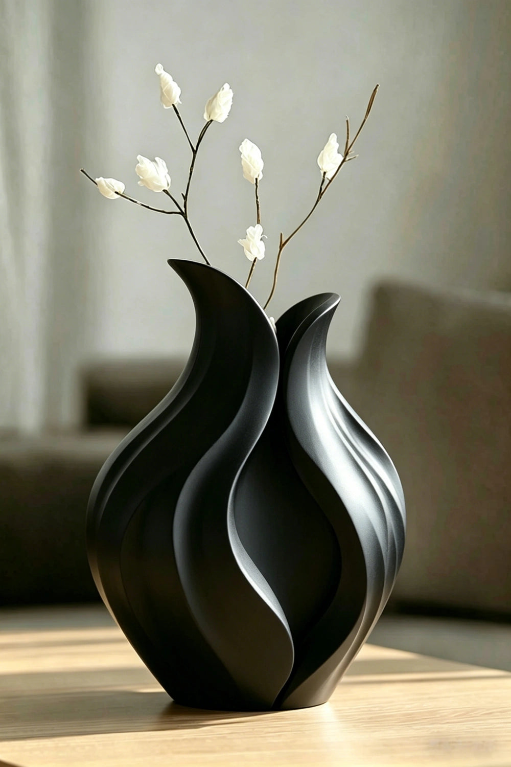 Artistic Petal Wood Vase | Sculptural Wave Decoration & Elegant Home Gift