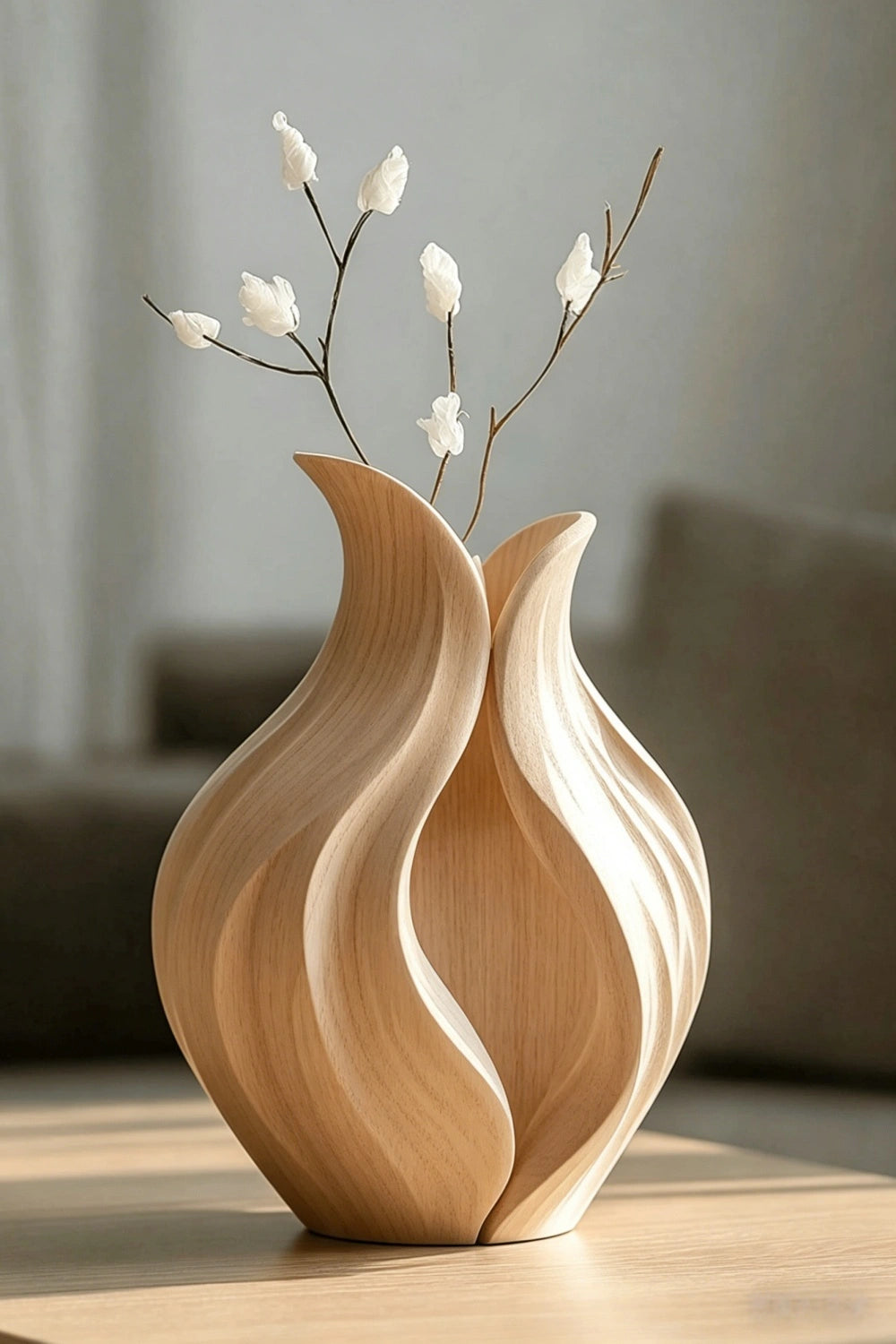 Artistic Petal Wood Vase | Sculptural Wave Decoration & Elegant Home Gift