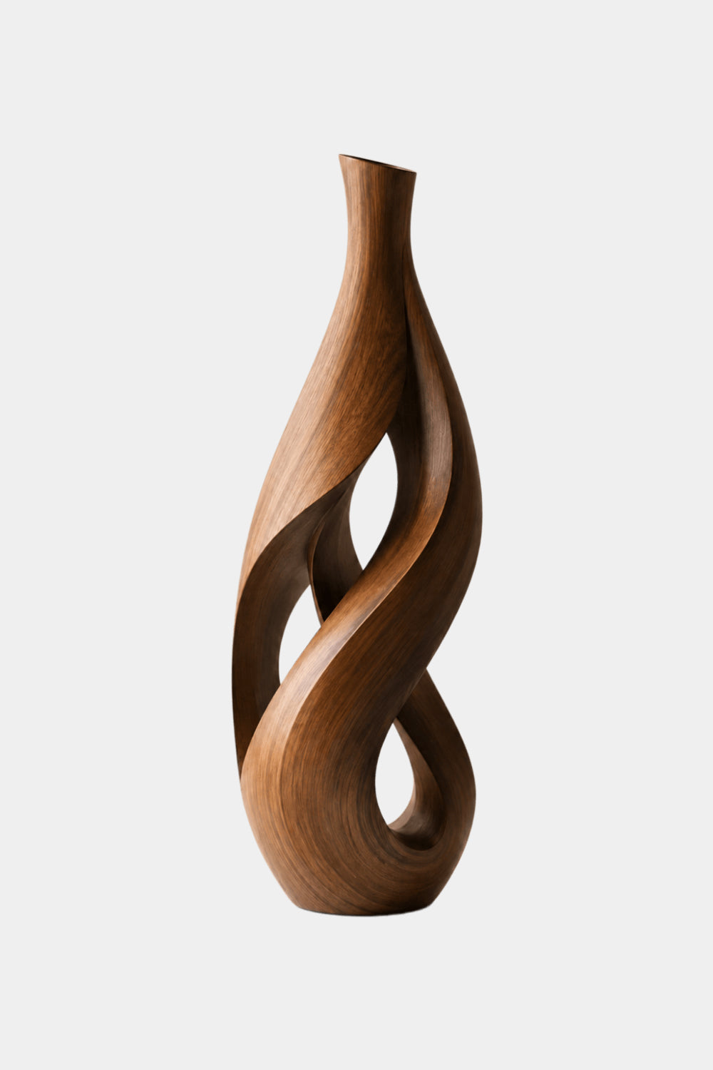 Abstract Twisted Wood Vase Sculpture | Modern Slender Home Decor & Unique Space Gift