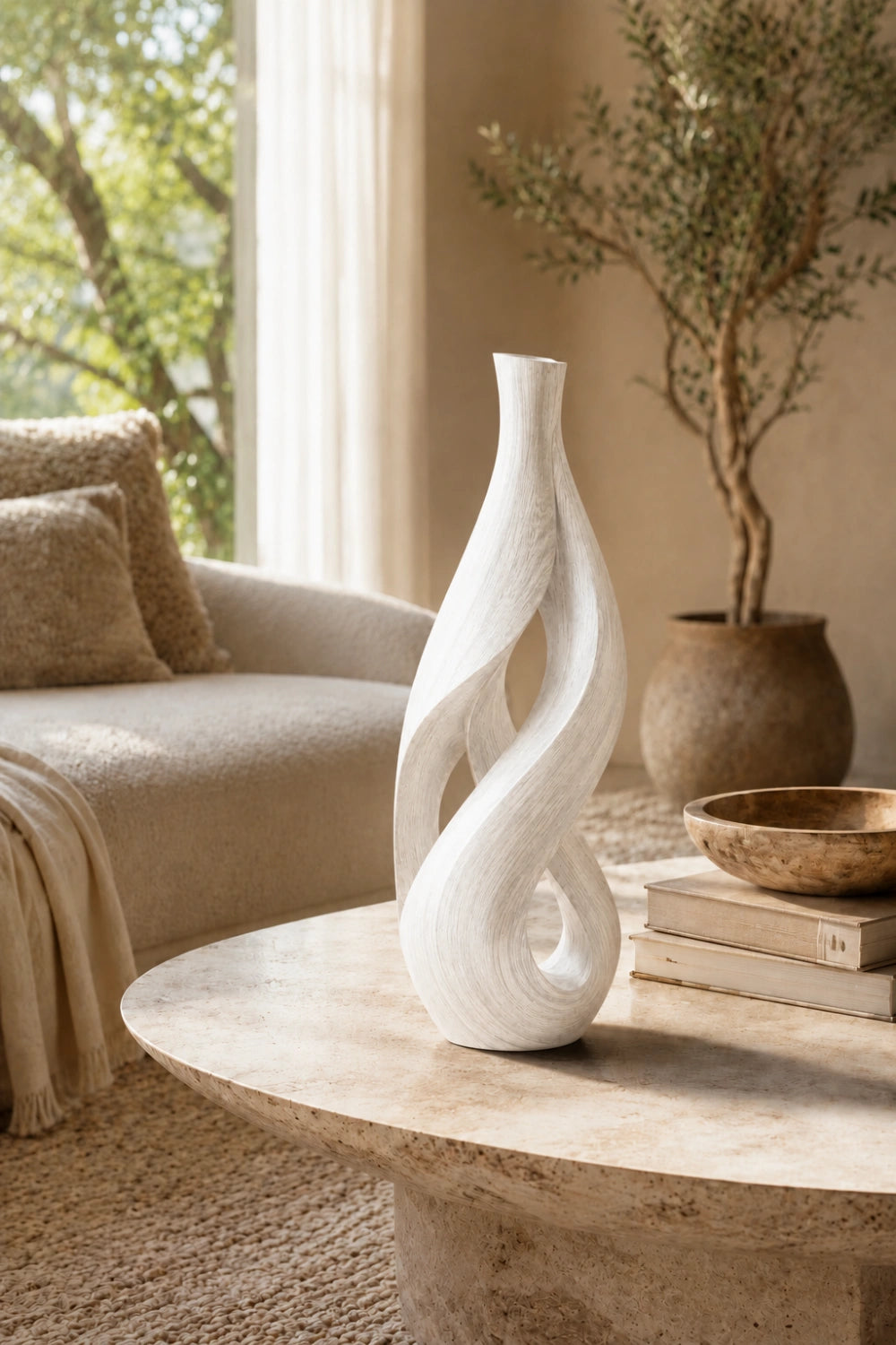 Abstract Twisted Wood Vase Sculpture | Modern Slender Home Decor & Unique Space Gift