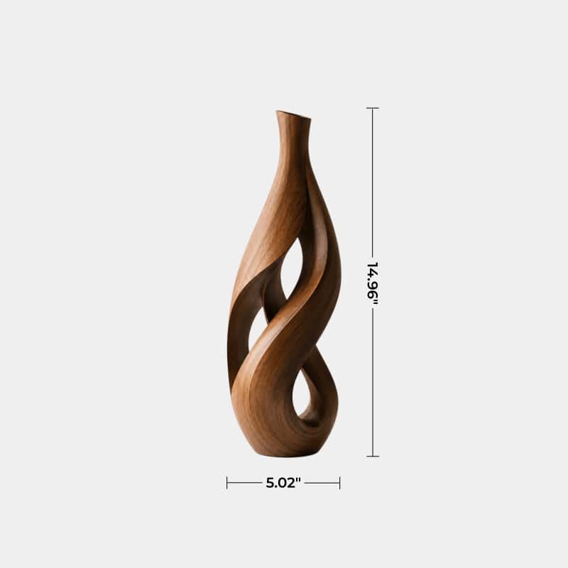 Abstract Twisted Wood Vase Sculpture | Modern Slender Home Decor & Unique Space Gift