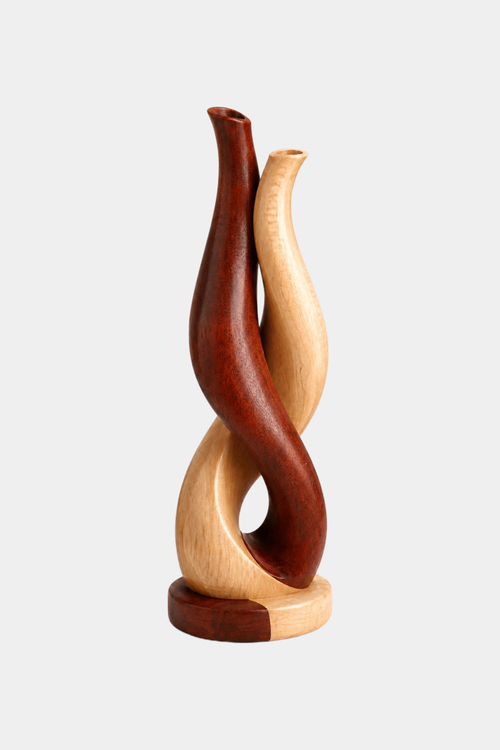 Modern Intertwined Two-Tone Wood Vase | Abstract Sculpture for Home Decor & Gift
