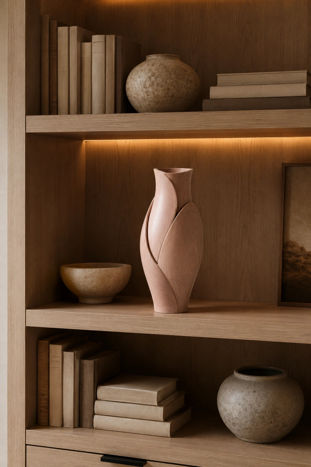 Aesthetic Petal Wood Vase | Blooming Bud Flower Pot | Modern Interior Space Decor