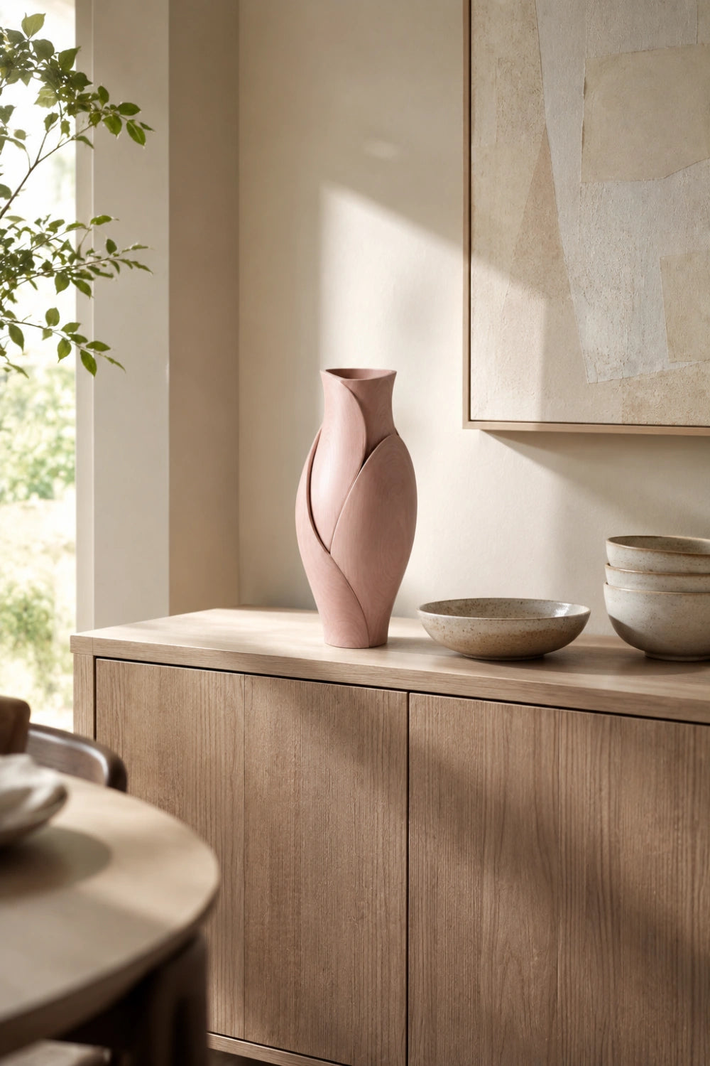 Aesthetic Petal Wood Vase | Blooming Bud Flower Pot | Modern Interior Space Decor