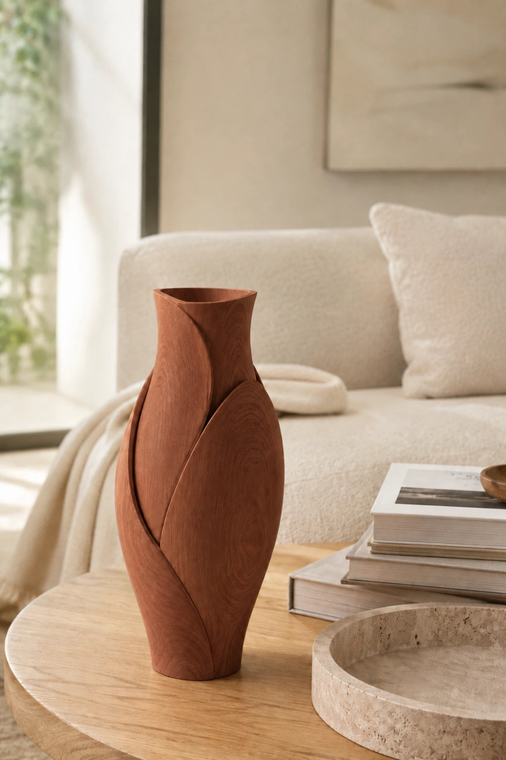 Aesthetic Petal Wood Vase | Blooming Bud Flower Pot | Modern Interior Space Decor