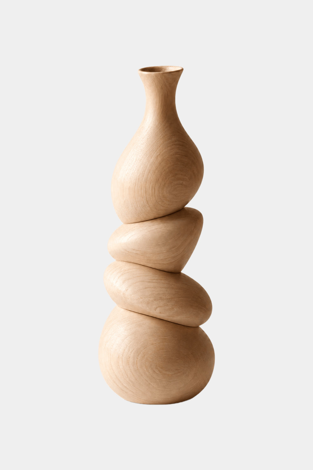 Stacked River Stone Wood Vase | Japandi Space Decoration | Creative Ornamental Gift