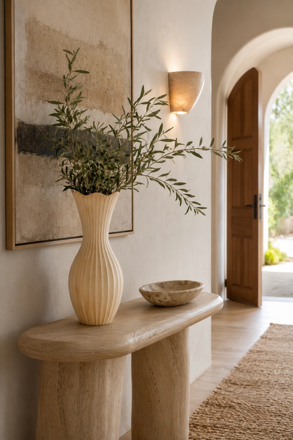 Scalloped Fluted Wood Vase | Wavy Ribbed Home Decoration | Unique Space Gift