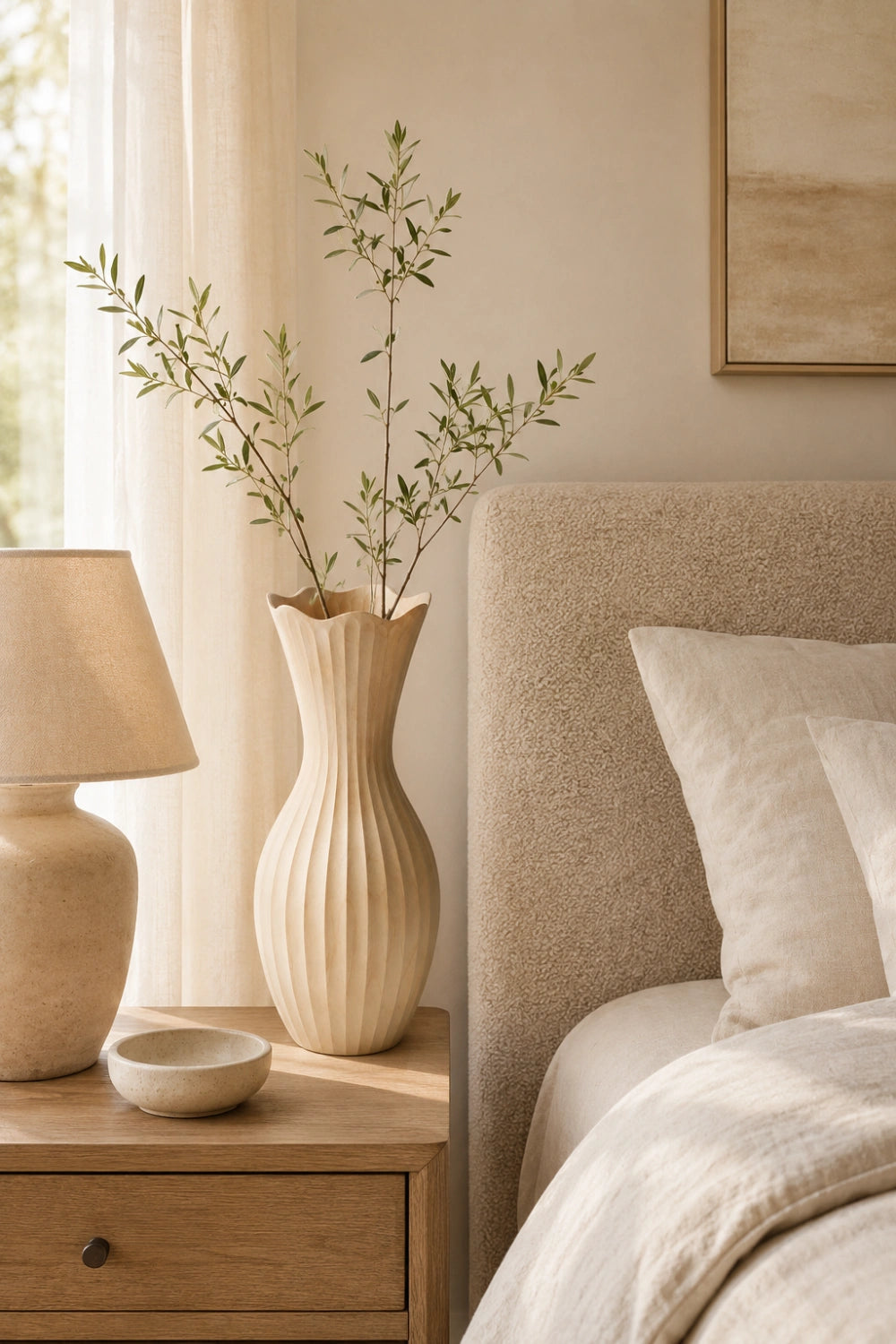 Scalloped Fluted Wood Vase | Wavy Ribbed Home Decoration | Unique Space Gift