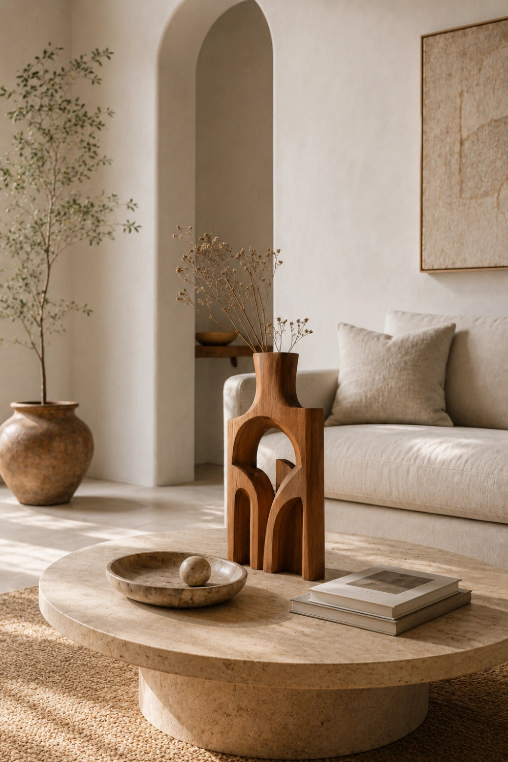 Minimalist Geometric Arch Vase | Sculptural Wood Art for Modern Space Styling