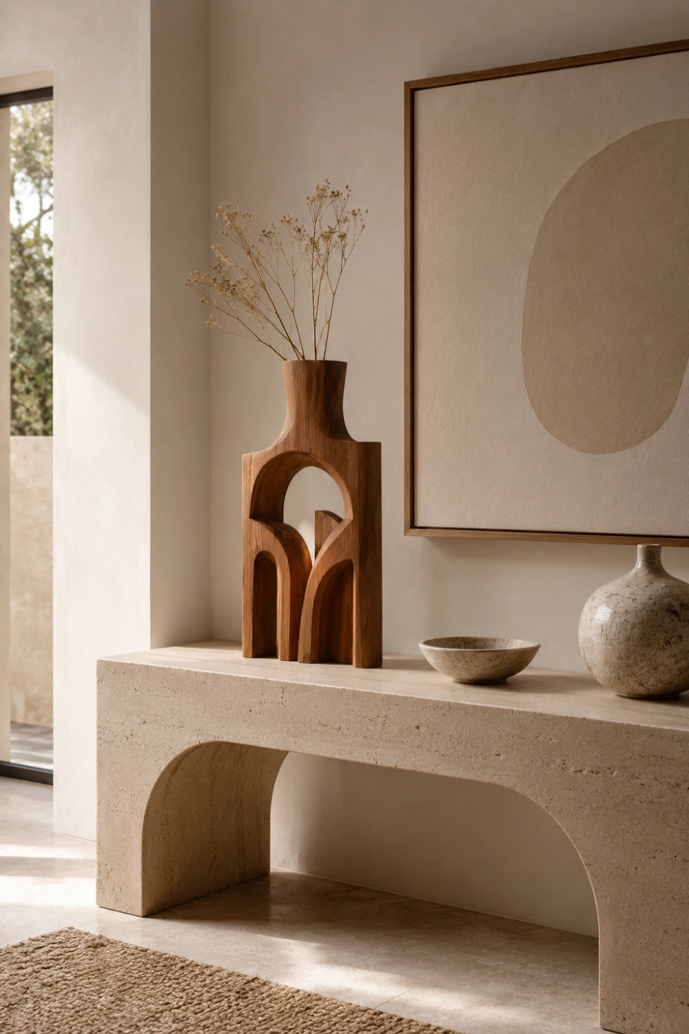 Minimalist Geometric Arch Vase | Sculptural Wood Art for Modern Space Styling