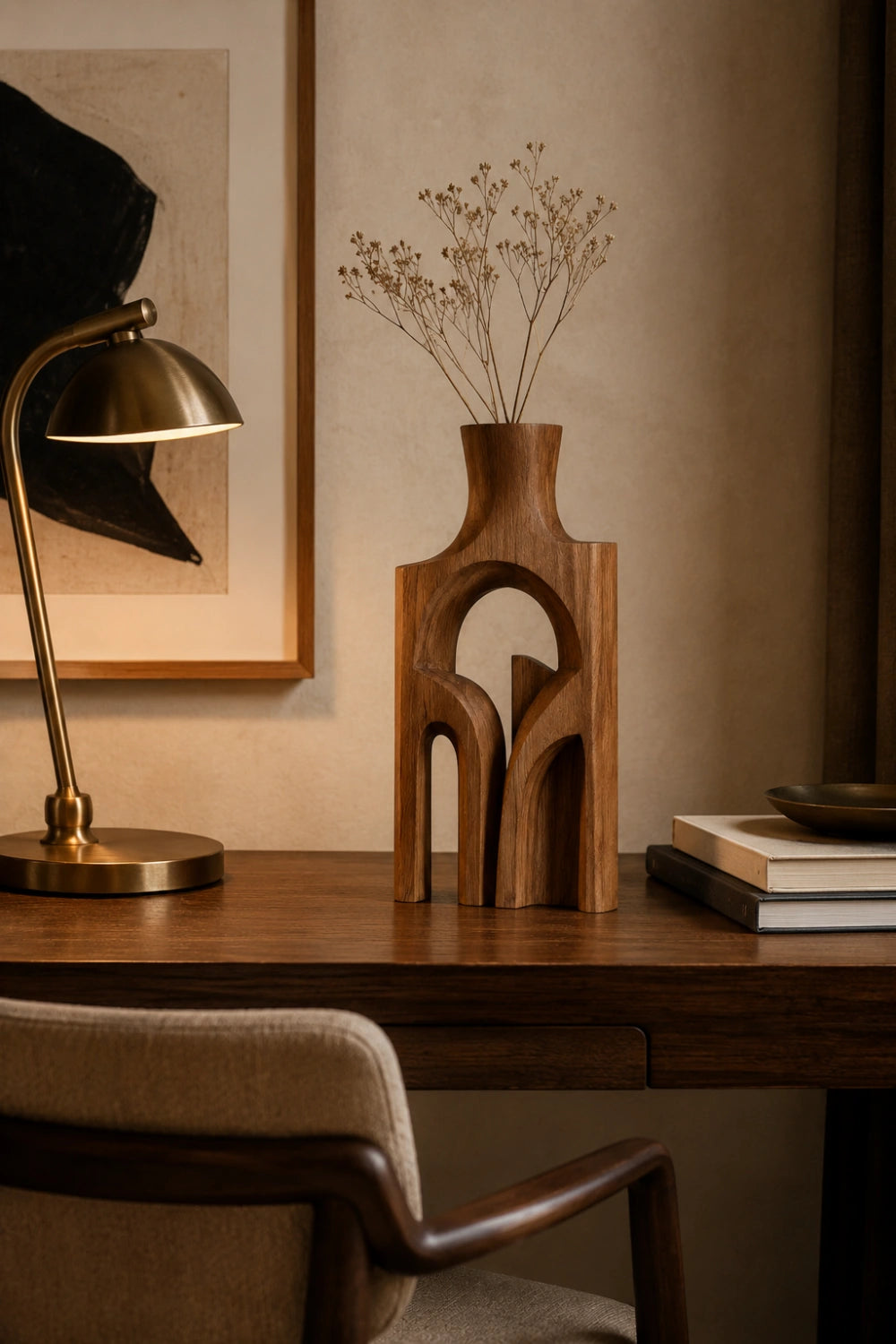 Minimalist Geometric Arch Vase | Sculptural Wood Art for Modern Space Styling