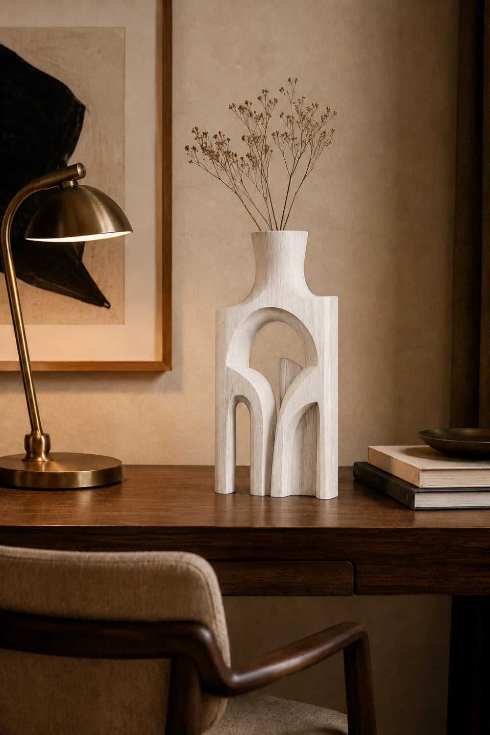Minimalist Geometric Arch Vase | Sculptural Wood Art for Modern Space Styling