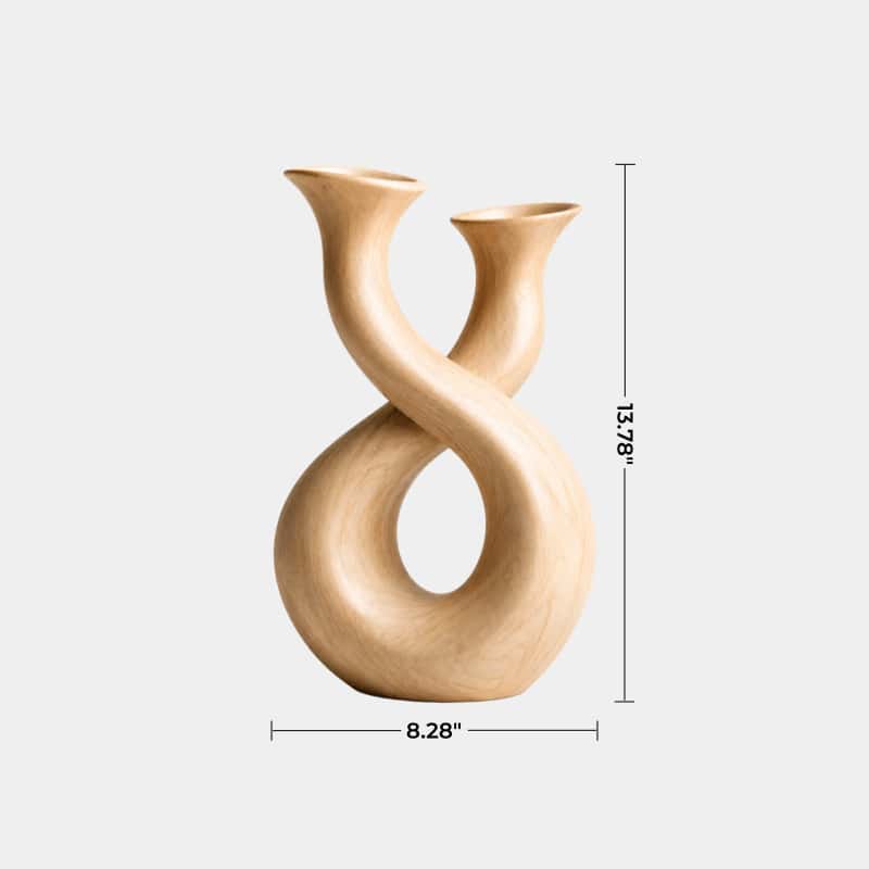 Modern Infinity Loop Wood Vase | Aesthetic Double Neck Sculpture | Space Decor Gift