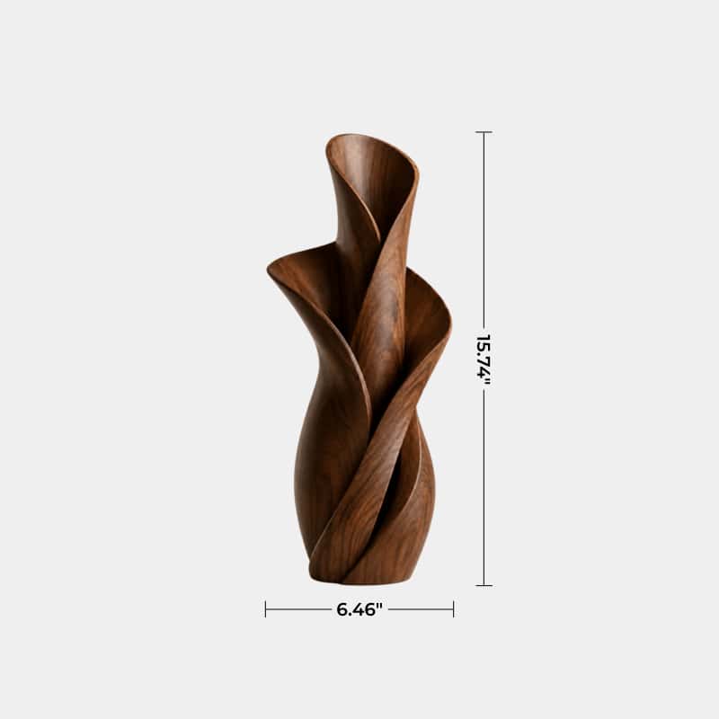 Twisted Bloom Wood Vase | Handcrafted Tabletop Sculpture | Unique Decorative Gift
