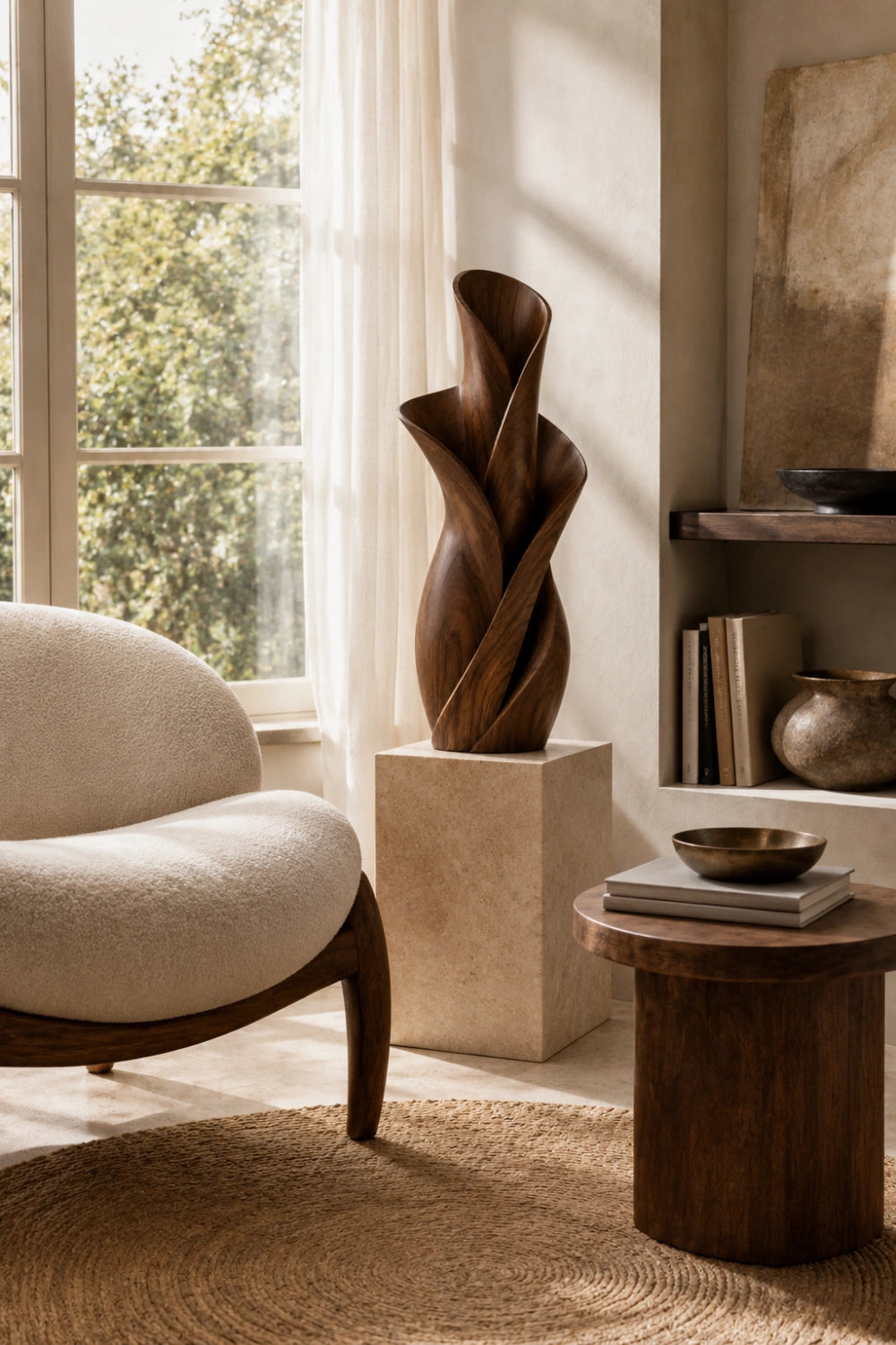 Twisted Bloom Wood Vase | Handcrafted Tabletop Sculpture | Unique Decorative Gift