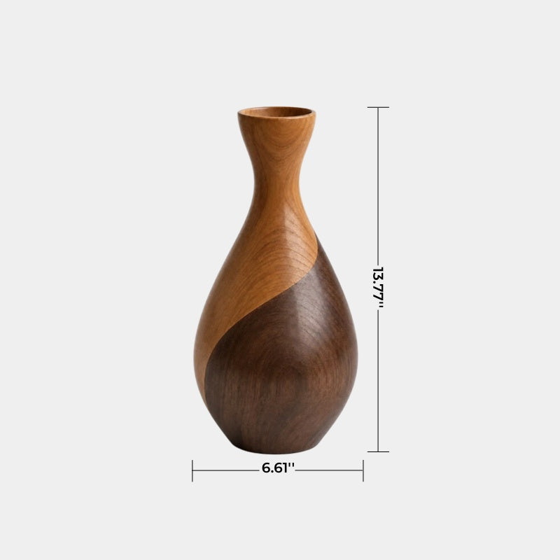 Luxury Minimalist Wooden Vase Abstract Gourd Design Natural Finish Statement Piece For Contemporary Spaces