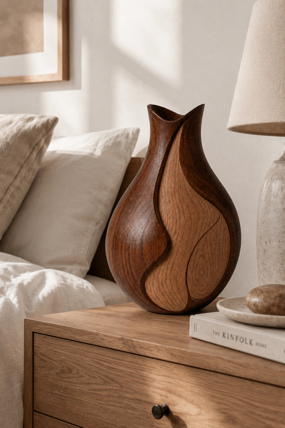 Luxury Wooden Art Vase Elegant Asymmetric Shape Premium Home Decoration Item