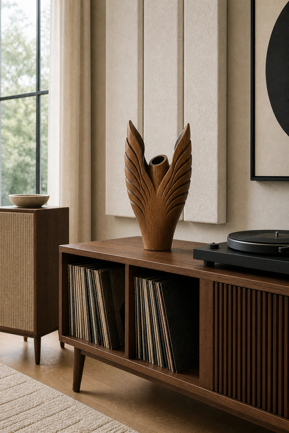 Hand Carved Abstract Wooden Vase Sculptural Art Piece For Modern Home Decor