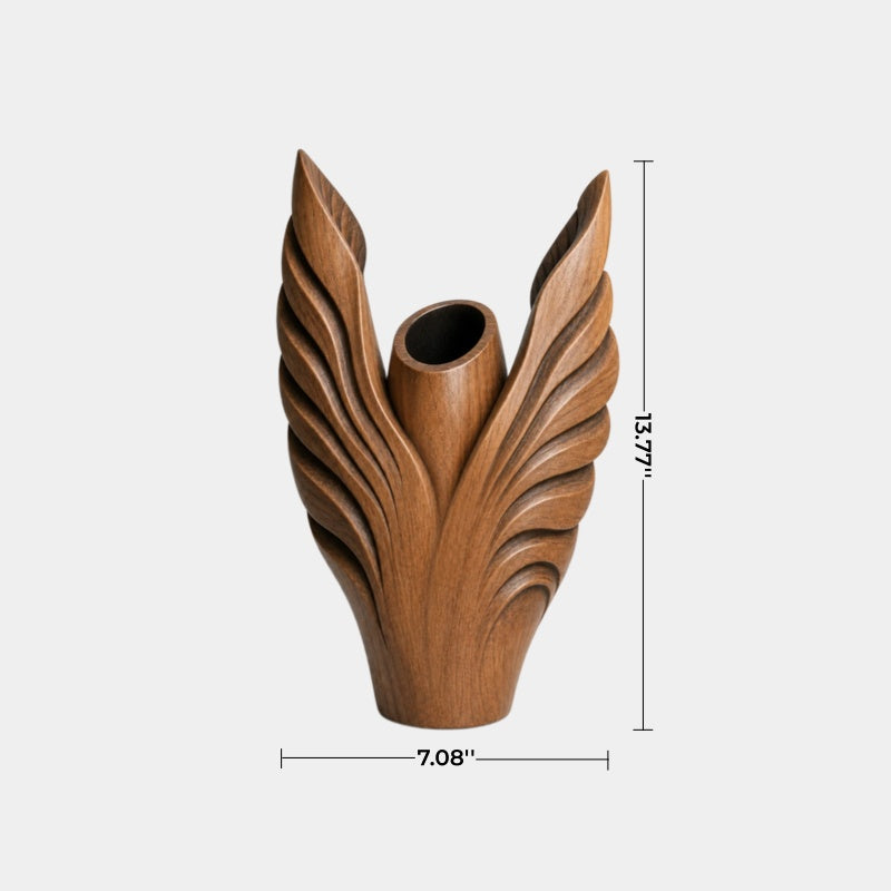 Hand Carved Abstract Wooden Vase Sculptural Art Piece For Modern Home Decor