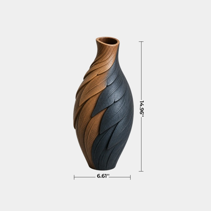 Modern Minimalist Wood Vase Abstract Spiral Design Luxury Home Accent