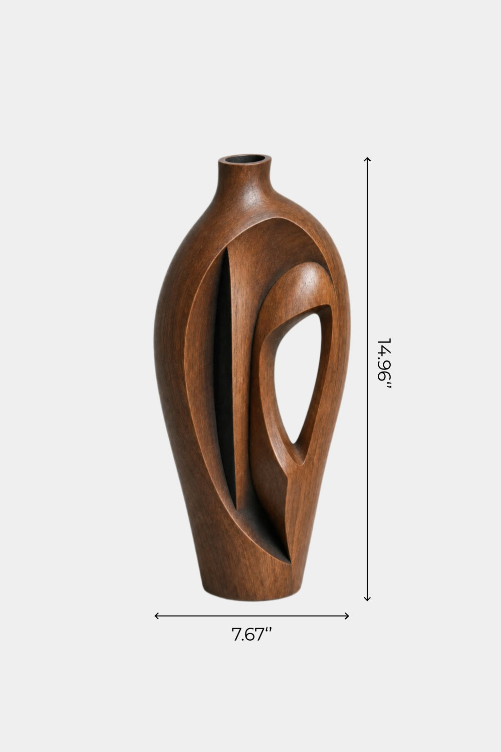 Hand-Carved Abstract Wooden Vase Modern Sculptural Art For Home Decor