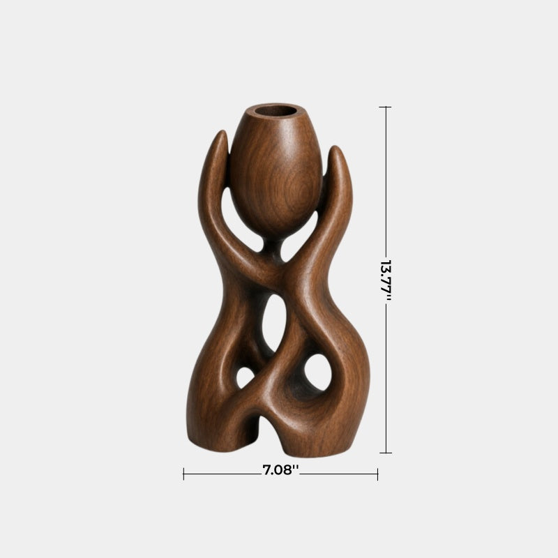Modern Abstract Wooden Vase Sculpture For Minimalist Interior Design
