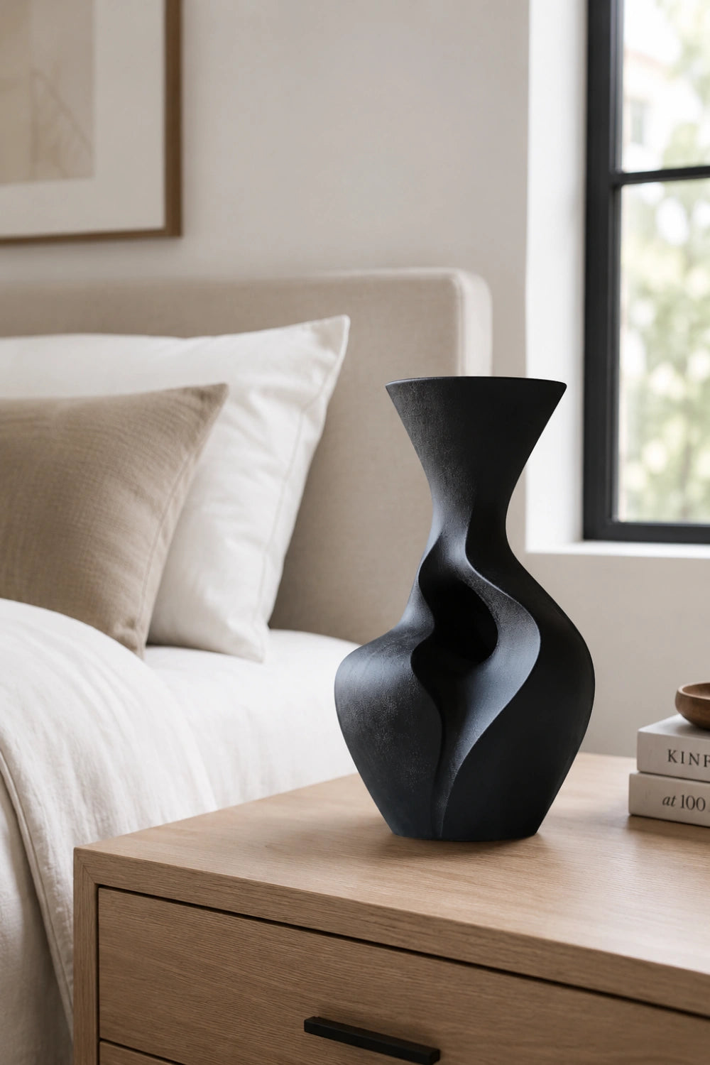 Artistic Handmade Wood Vase Asymmetrical Design Contemporary Interior Accent Decor