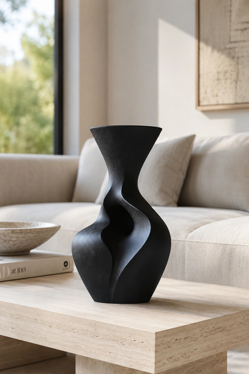 Artistic Handmade Wood Vase Asymmetrical Design Contemporary Interior Accent Decor