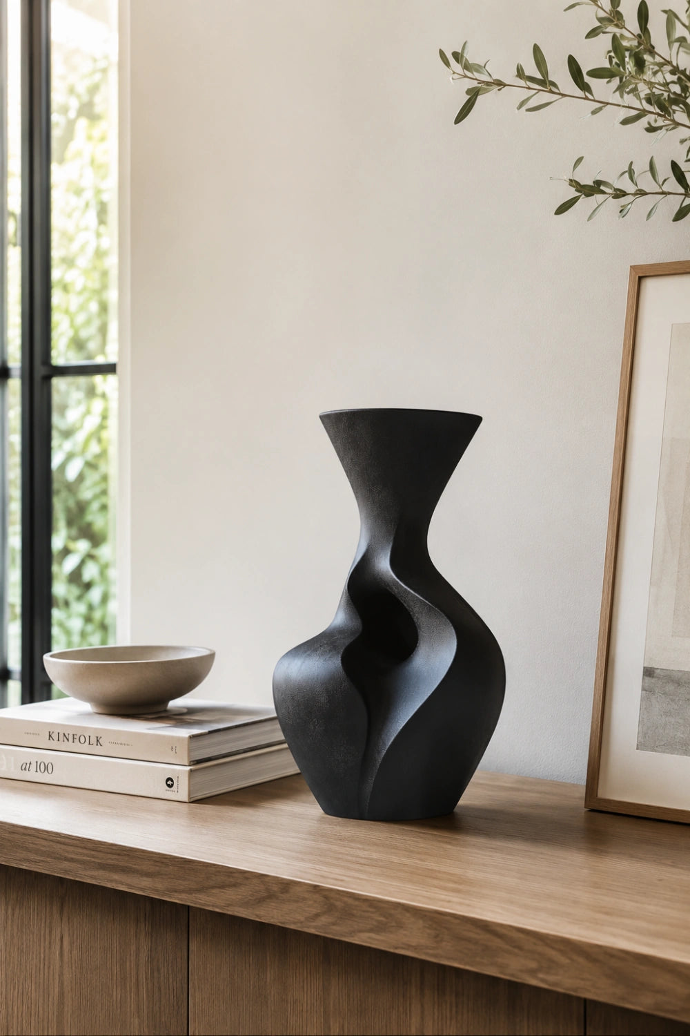 Artistic Handmade Wood Vase Asymmetrical Design Contemporary Interior Accent Decor