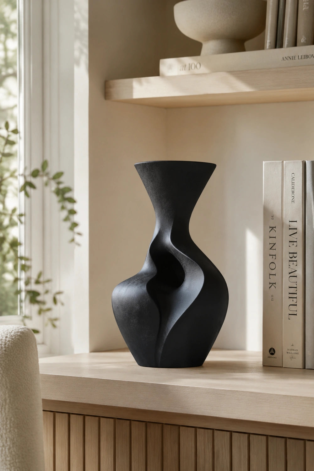 Artistic Handmade Wood Vase Asymmetrical Design Contemporary Interior Accent Decor