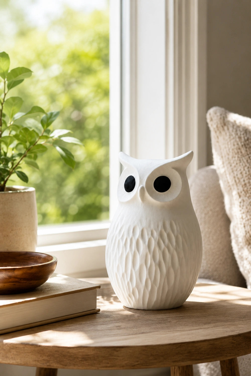 Abstract Wooden Vase Handmade Owl Shape Unique Art Piece For Living Room