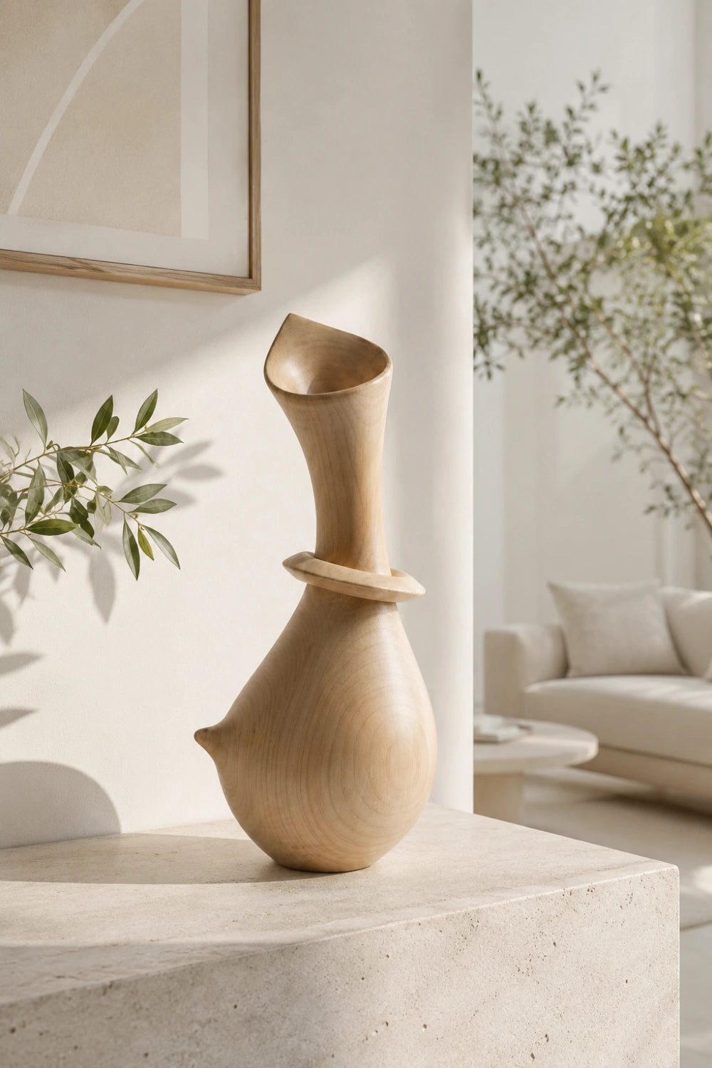 Handmade Abstract Wooden Vase For Modern Luxury Home Decor Unique Art Piece