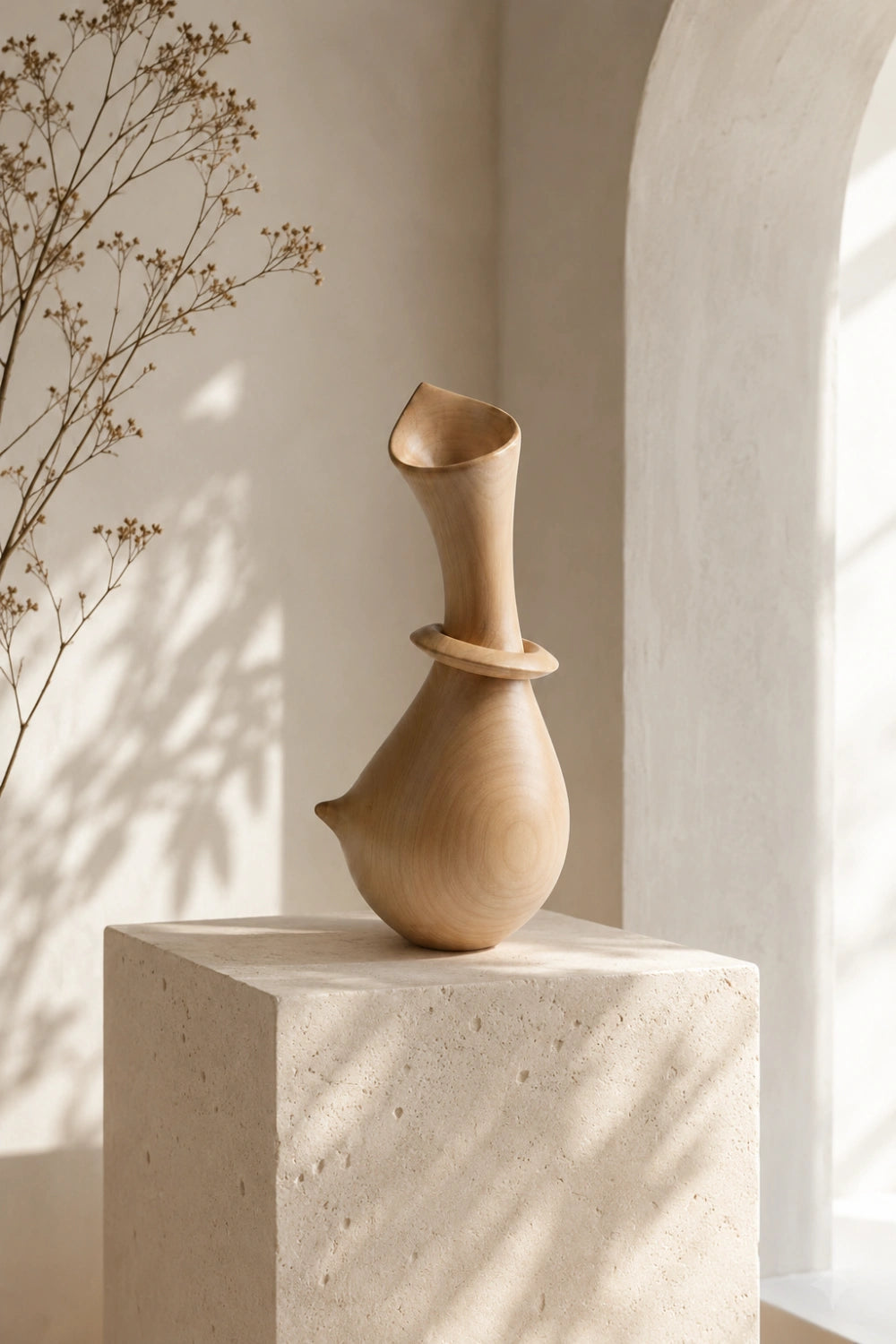 Handmade Abstract Wooden Vase For Modern Luxury Home Decor Unique Art Piece