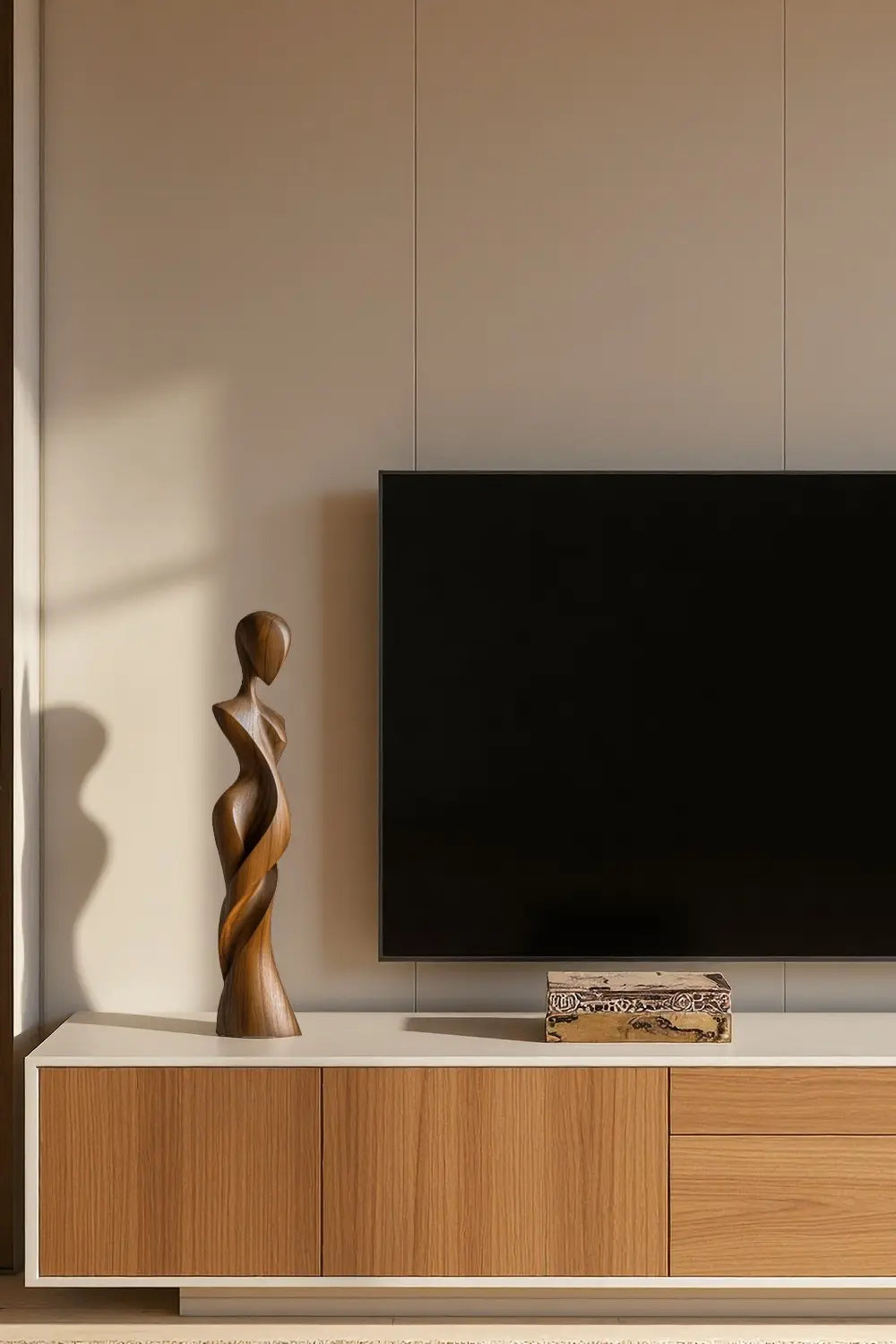 Abstract Wooden Human Figure Sculpture Hand Carved Modern Figurative Art