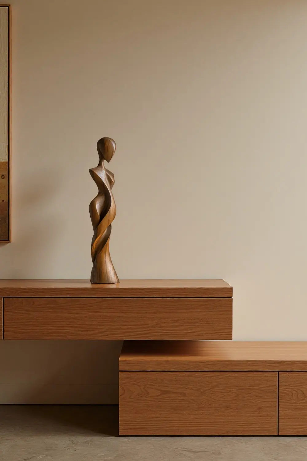 Abstract Wooden Human Figure Sculpture Hand Carved Modern Figurative Art