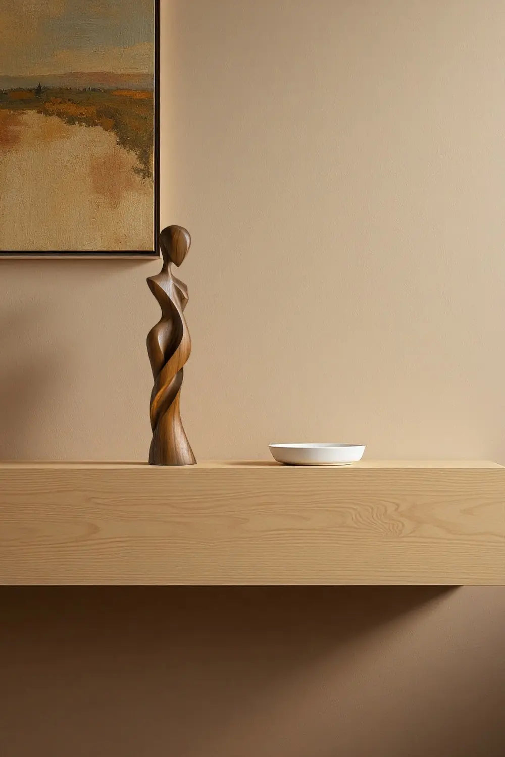 Abstract Wooden Human Figure Sculpture Hand Carved Modern Figurative Art