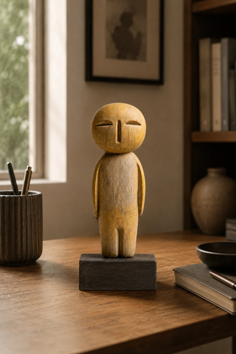 Minimalist Hand-Carved Wooden Figurine | Modern Home Decor Sculpture