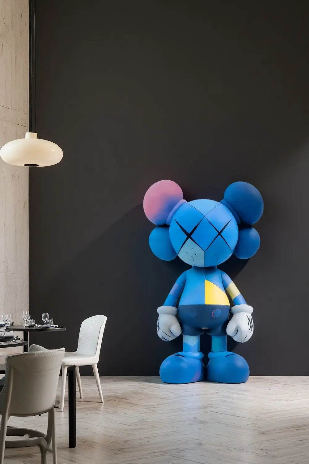Large Blue Kaws Style Art Sculpture Modern Street Statue Art Figurine