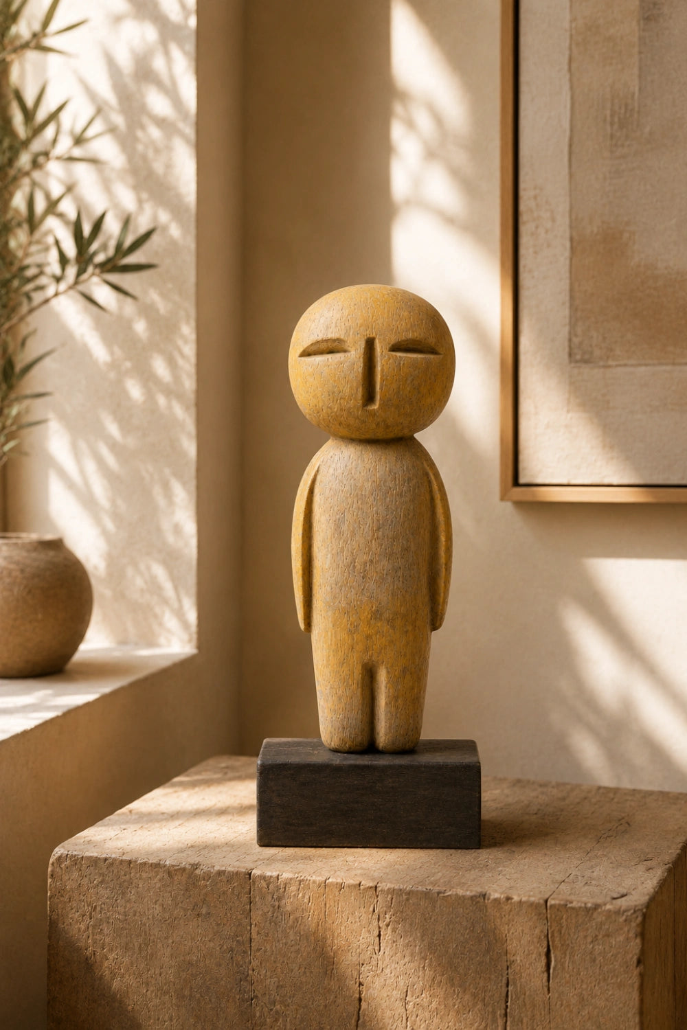Minimalist Hand-Carved Wooden Figurine | Modern Home Decor Sculpture