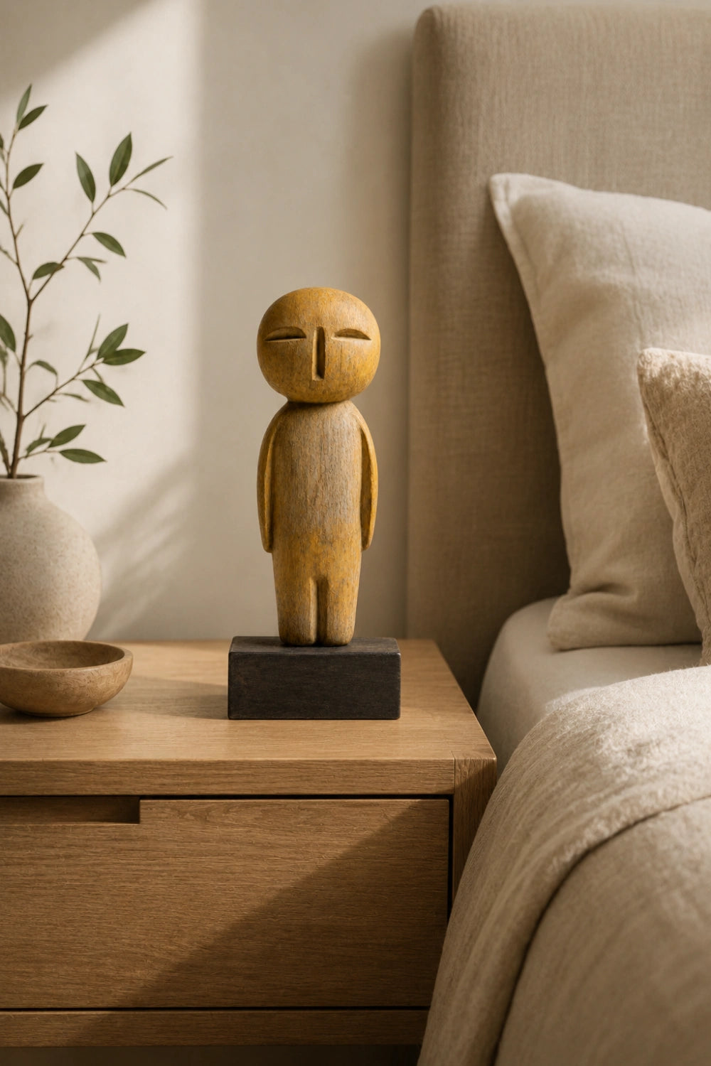 Minimalist Hand-Carved Wooden Figurine | Modern Home Decor Sculpture