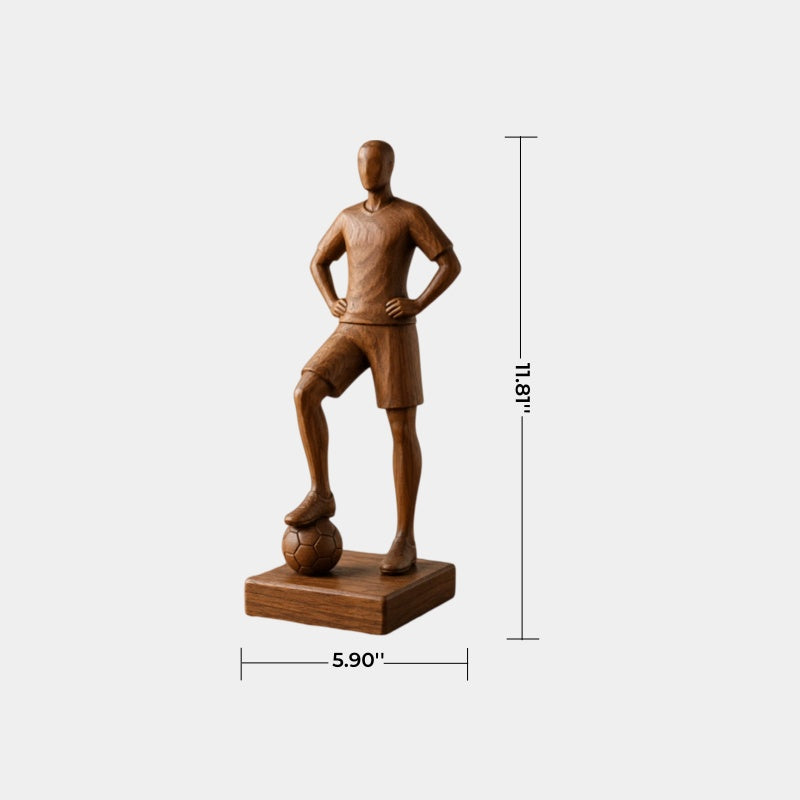 Elite Wood Soccer Player Statue | World Cup Hero Decor | Bespoke Fan Gift