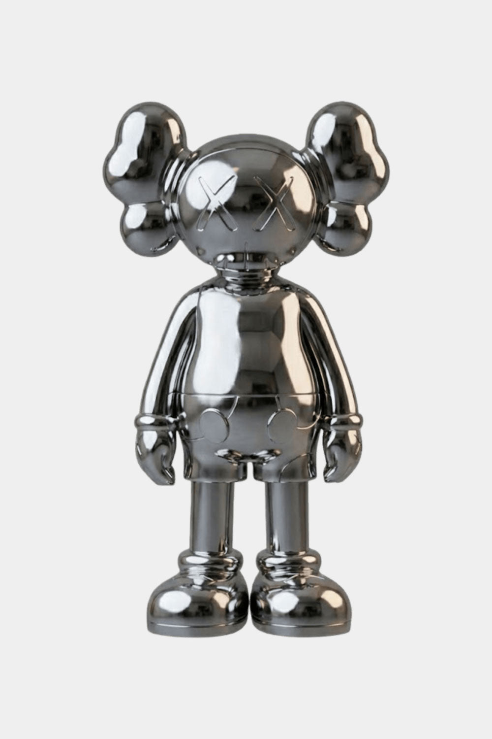 Large Silver Kaws Style Statue Tall Modern Minimalist Sculpture Art Decor