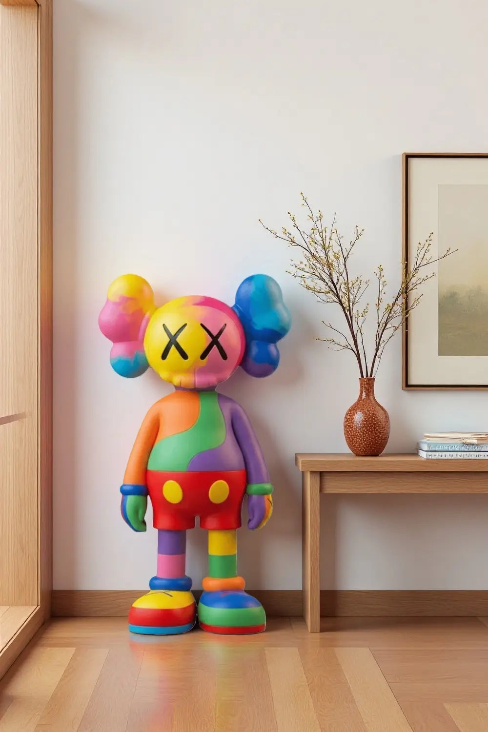 Rainbow Kaws Style Sculpture Colorful Pop Art Figurine for Home Decor