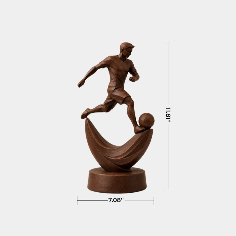 Geometric Wood Soccer Player Sculpture | Unique World Cup Souvenir