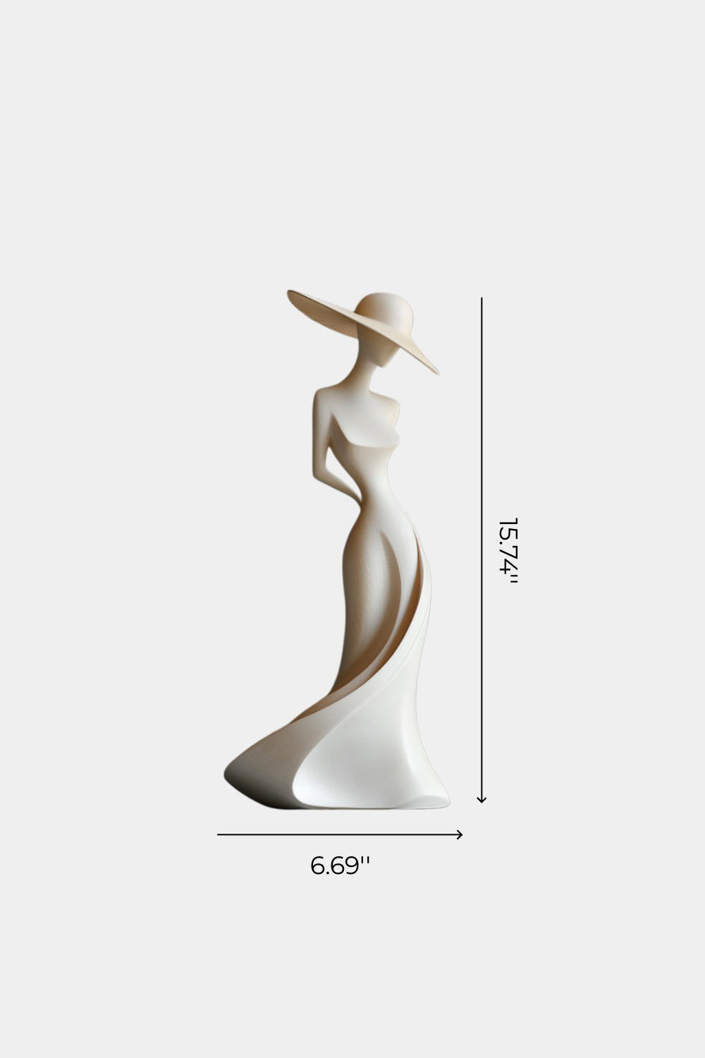 Carved Wood Woman Figurine | Elegant Lady Statue | Modern Dresser Decor